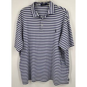 Ralph Lauren Men's Polo Shirt Short Sleeve Size 3XLT Blue White Striped